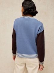 White Stuff Blue Sansa Colourblock Cardigan - Image 3 of 6