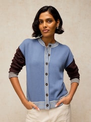 White Stuff Blue Sansa Colourblock Cardigan - Image 4 of 6