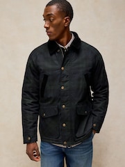 White Stuff Blue Filey Check Wax Jacket - Image 1 of 6