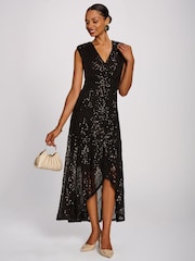 Jolie Moi Brown Sequin V-Neck Maxi Dress - Image 1 of 6