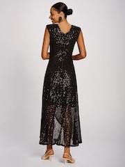 Jolie Moi Brown Sequin V-Neck Maxi Dress - Image 2 of 6