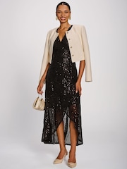 Jolie Moi Brown Sequin V-Neck Maxi Dress - Image 4 of 6