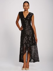 Jolie Moi Brown Sequin V-Neck Maxi Dress - Image 5 of 6