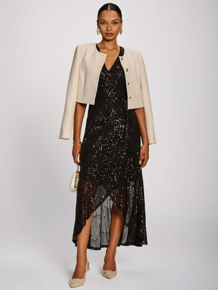 Jolie Moi Brown Sequin V-Neck Maxi Dress - Image 6 of 6 Jolie Moi Brown Sequin V-Neck Maxi Dress - Image 6 of 6