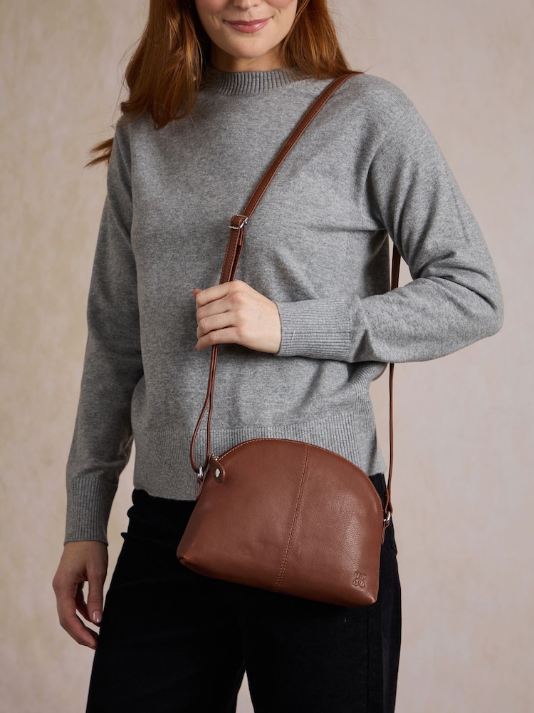 Lakeland Leather Brown Elterwater Curved Cross-Body Bag - Image 2 of 7