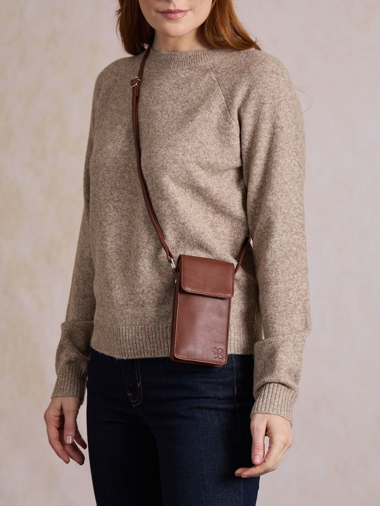 Lakeland Leather Brown Bowness Phone Cross-Body Pouch - Image 2 of 6