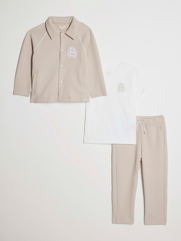 River Island Natural Button Through Jacket & Joggers Set - Image 1 of 5 River Island Natural Button Through Jacket & Joggers Set - Image 1 of 5