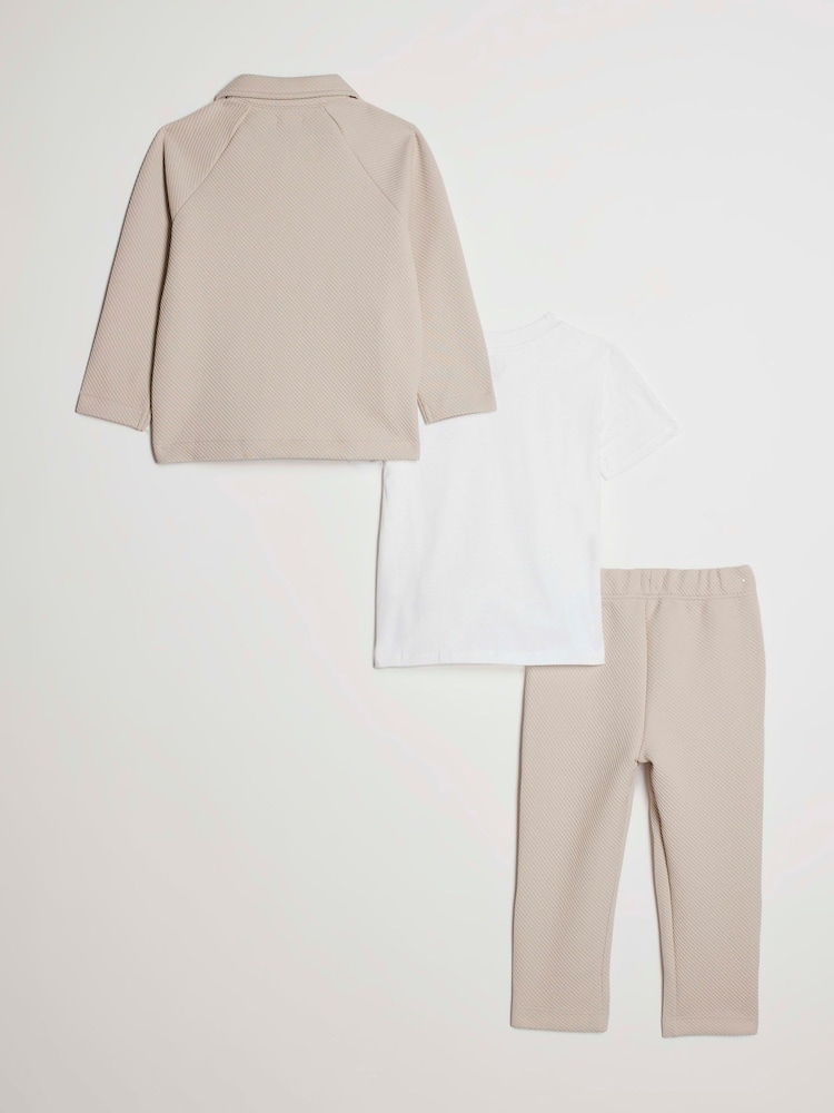 River Island Natural Button Through Jacket & Joggers Set - Image 2 of 5 River Island Natural Button Through Jacket & Joggers Set - Image 2 of 5