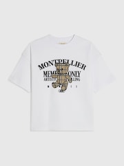 River Island White Oversized Checked Bear T-Shirt - Image 1 of 4