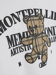 River Island White Oversized Checked Bear T-Shirt - Image 3 of 4