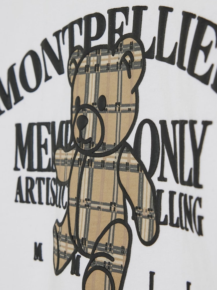River Island White Oversized Checked Bear T-Shirt - Image 4 of 4