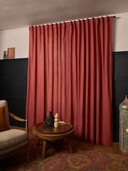 Raspberry Pink Washed Cotton Linen Hidden Tab Top Lined Curtains - Image 10 of 16
