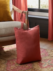Raspberry Pink Washed Cotton Linen Hidden Tab Top Lined Curtains - Image 12 of 16