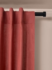Raspberry Pink Washed Cotton Linen Hidden Tab Top Lined Curtains - Image 9 of 16