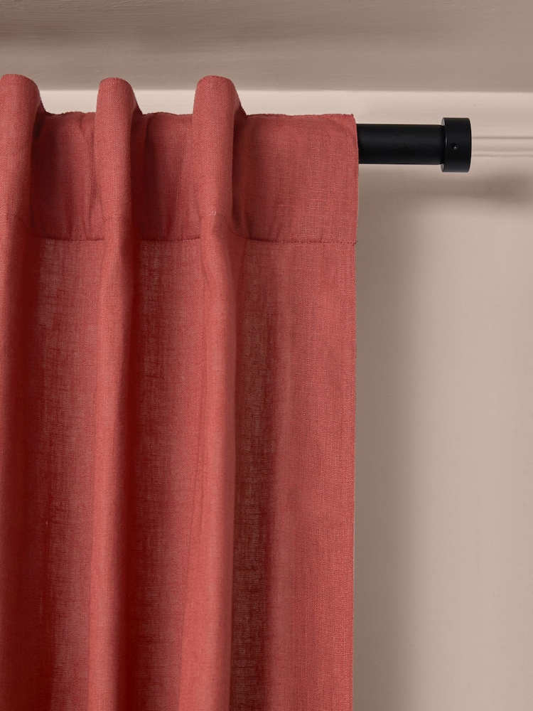 Raspberry Pink Washed Cotton Linen Hidden Tab Top Lined Curtains - Image 9 of 16