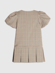 River Island Brown Checked Bow Hem Pleated Dress - Image 2 of 4