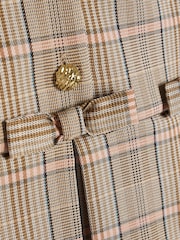 River Island Brown Checked Bow Hem Pleated Dress - Image 4 of 4