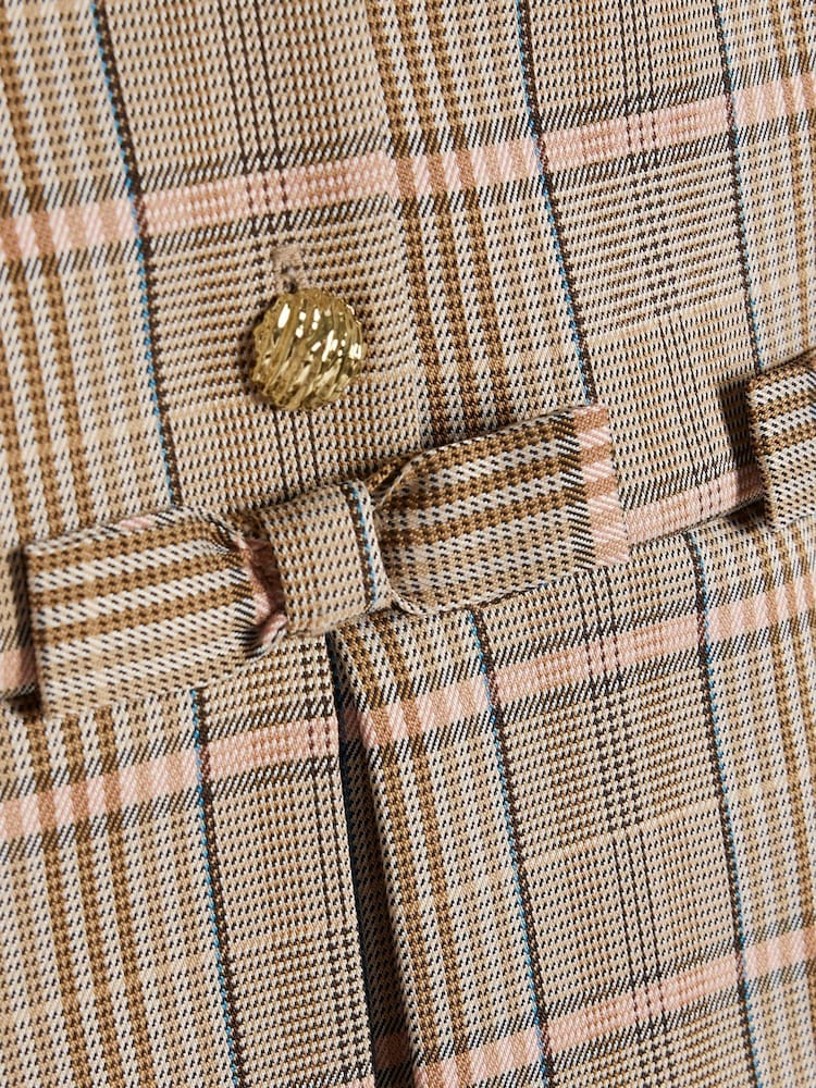 River Island Brown Checked Bow Hem Pleated Dress - Image 4 of 4