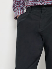 Black Single Pleat Regular Tapered Stretch Chino Trousers - Image 3 of 4
