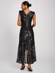 Jolie Moi Black Sequin V-Neck Maxi Dress - Image 2 of 6