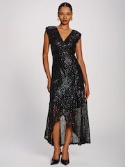 Jolie Moi Black Sequin V-Neck Maxi Dress - Image 4 of 6