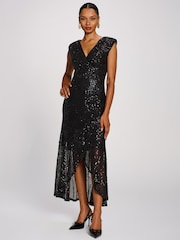 Jolie Moi Black Sequin V-Neck Maxi Dress - Image 5 of 6