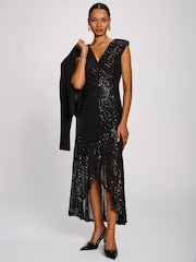 Jolie Moi Black Sequin V-Neck Maxi Dress - Image 6 of 6