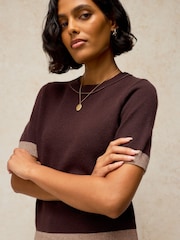 White Stuff Brown Sansa Knitted T-Shirt - Image 4 of 6