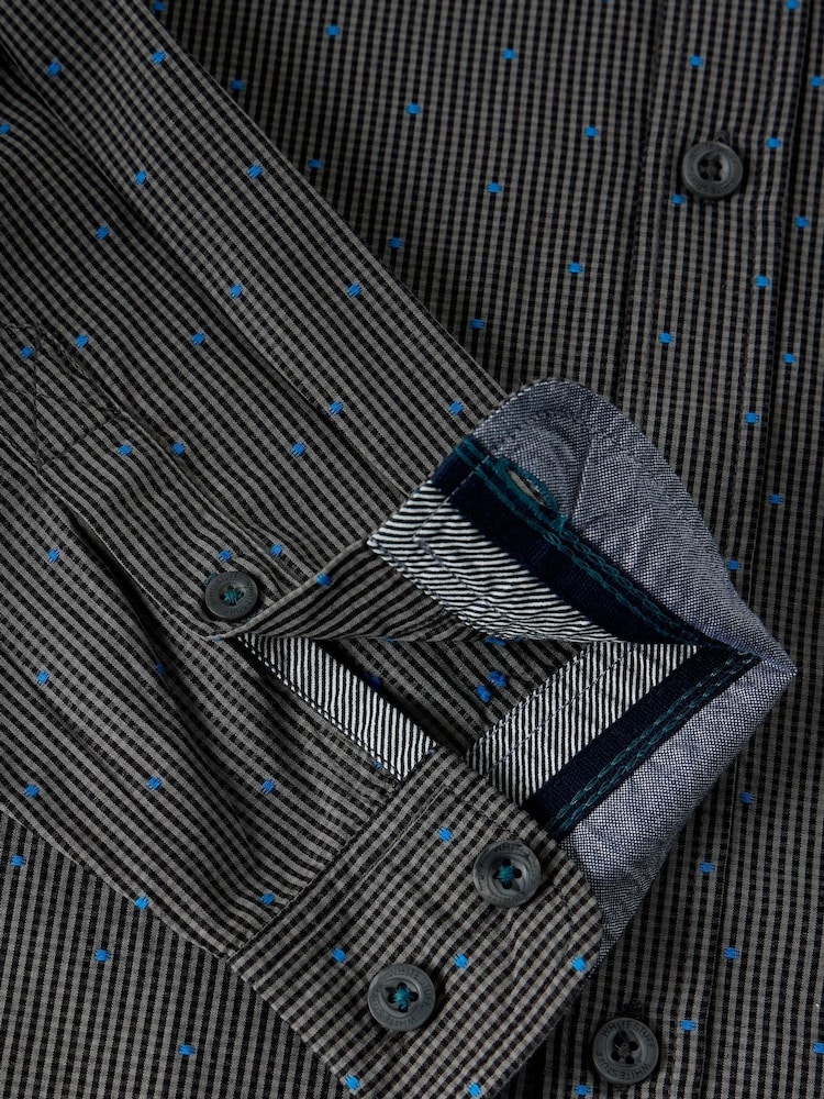 White Stuff Grey Douglas Long Sleeve Dobby Shirt - Image 6 of 6