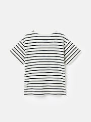 Joules Boys' Laundered Cream & Navy Short Sleeve Crew Neck Striped T-Shirt - Image 2 of 5