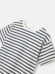 Joules Boys' Laundered Cream & Navy Short Sleeve Crew Neck Striped T-Shirt - Image 3 of 5