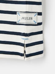 Joules Boys' Laundered Cream & Navy Short Sleeve Crew Neck Striped T-Shirt - Image 5 of 5