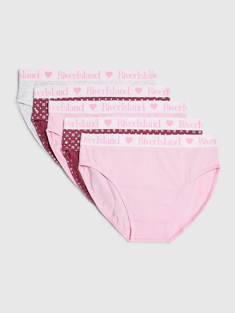 River Island Red Monogram Briefs 5 Pack - Image 1 of 3 River Island Red Monogram Briefs 5 Pack - Image 1 of 3