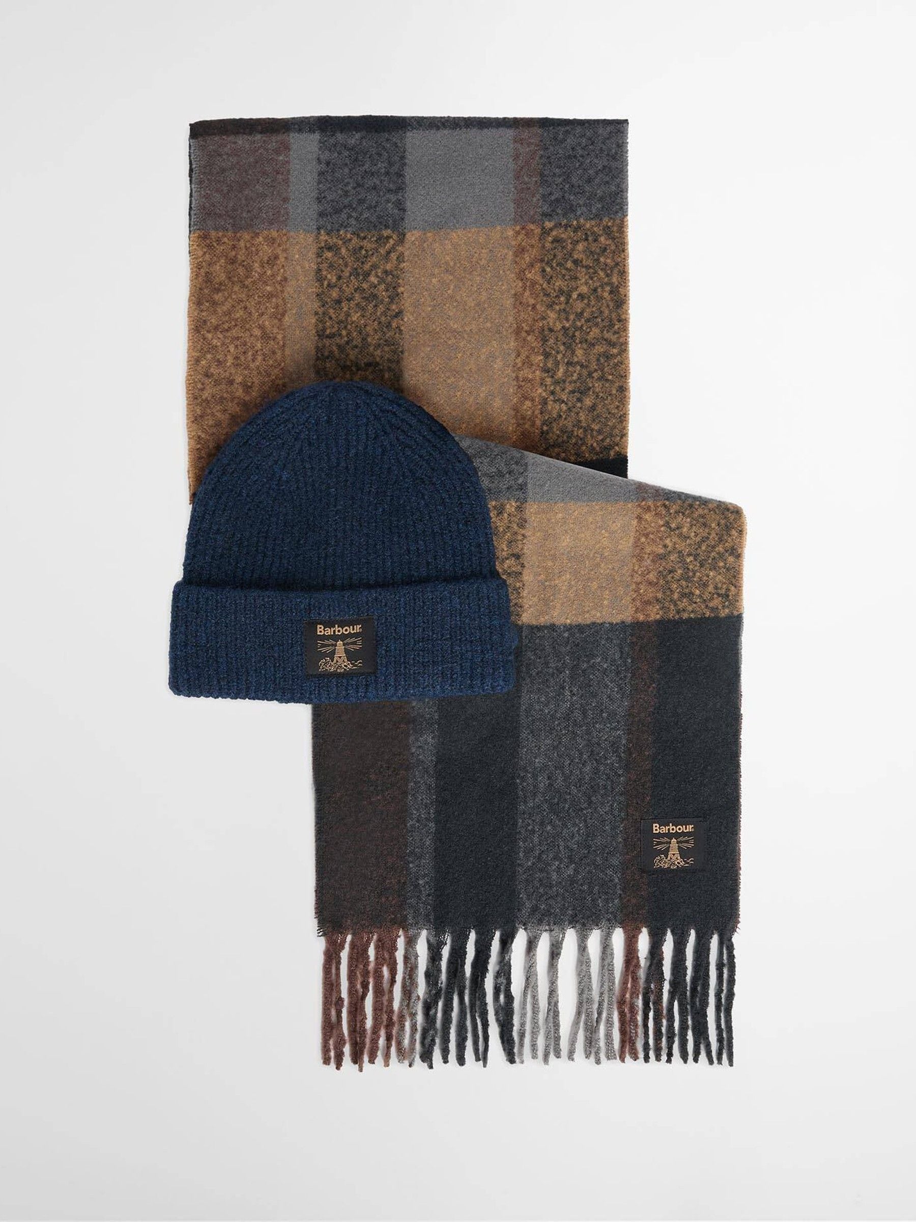 Barbour Navy Westerdale Beanie & Scarf Gift Set - /Grey - One - Image 4