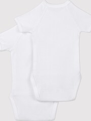 Petit Bateau White Iconic Rib Short Sleeve Bodysuits Two Pack - Image 2 of 3