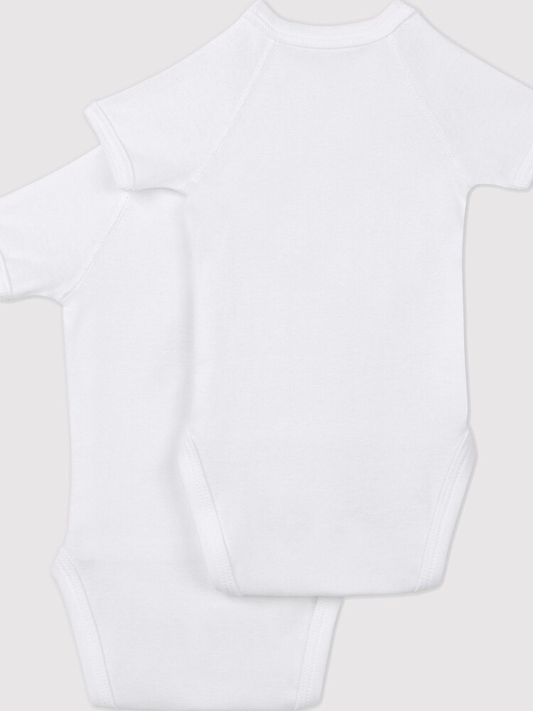 Petit Bateau White Iconic Rib Short Sleeve Bodysuits Two Pack - Image 2 of 3