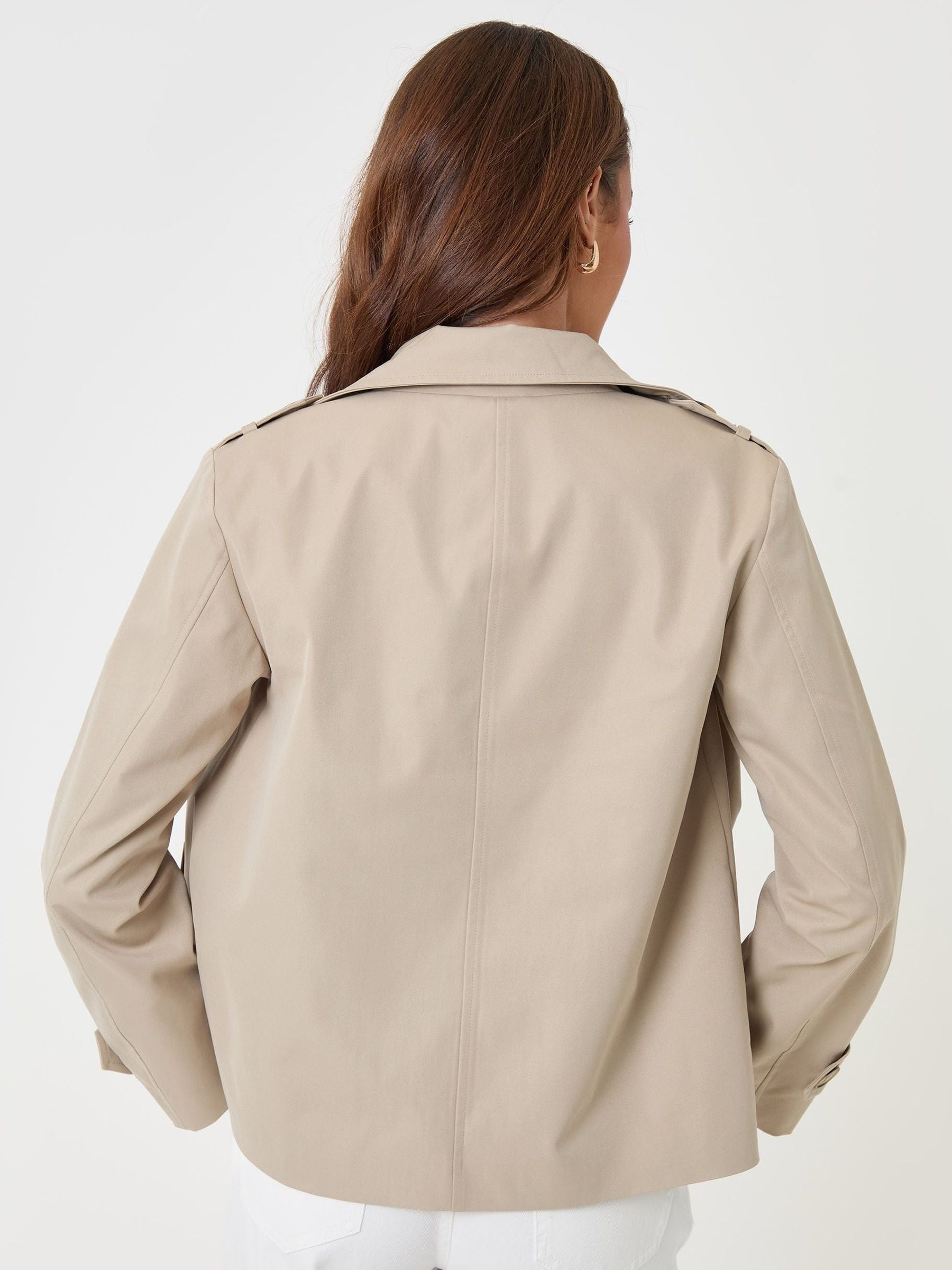 Buy Threadbare Beige Funnel Neck Short Trench Coat from Next USA
