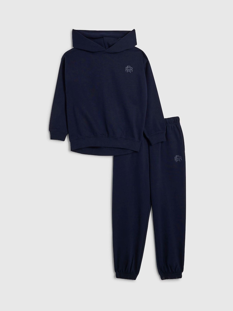 River Island Blue Essentials Hoodie & Joggers Set - Image 1 of 5