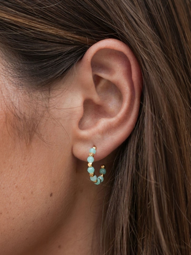 Estella Bartlett Green Coco Beaded Hoop Earrings - Image 4 of 4 Estella Bartlett Green Coco Beaded Hoop Earrings - Image 4 of 4