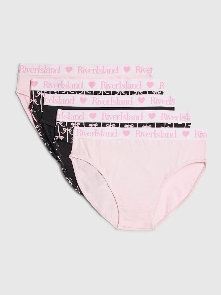 River Island Black Bow Print Brief 5 Pack - Image 1 of 2 River Island Black Bow Print Brief 5 Pack - Image 1 of 2