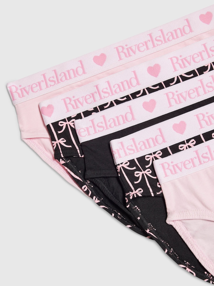 River Island Black Bow Print Brief 5 Pack - Image 2 of 2 River Island Black Bow Print Brief 5 Pack - Image 2 of 2