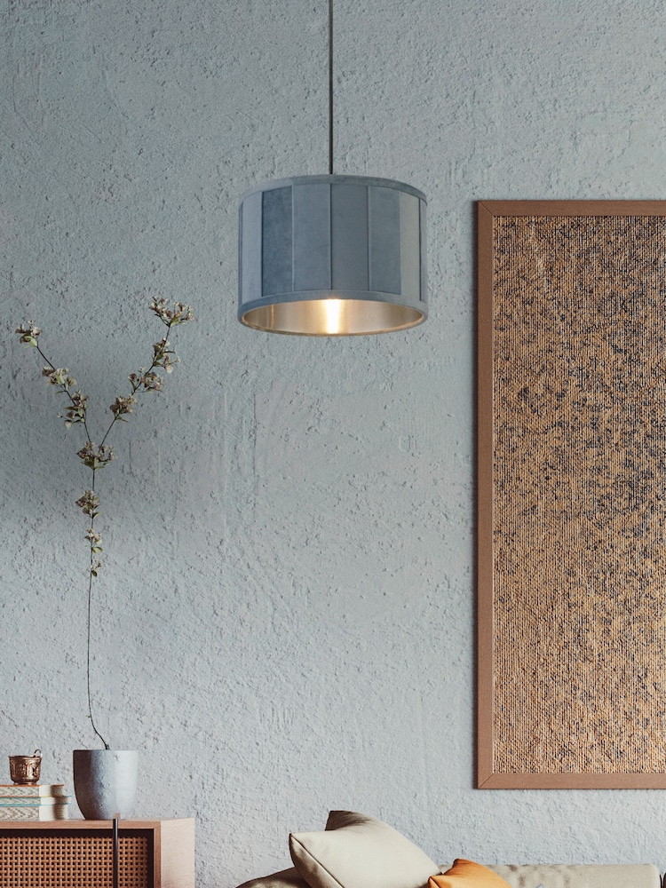 Searchlight Turquoise Meadow Brushed Silver Tapered Shade - Image 1 of 4