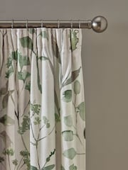 Green Isla Floral Print Pencil Pleat Blackout/Thermal 100% Cotton Curtains - Image 1 of 8