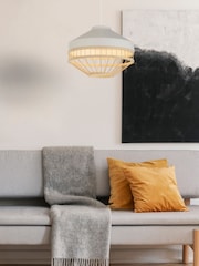 Searchlight White Hyssop Bamboo Pendant Shade - Image 1 of 4