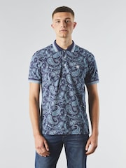 Pretty Green Navy Eclipse Paisley Polo Shirt - Image 1 of 3