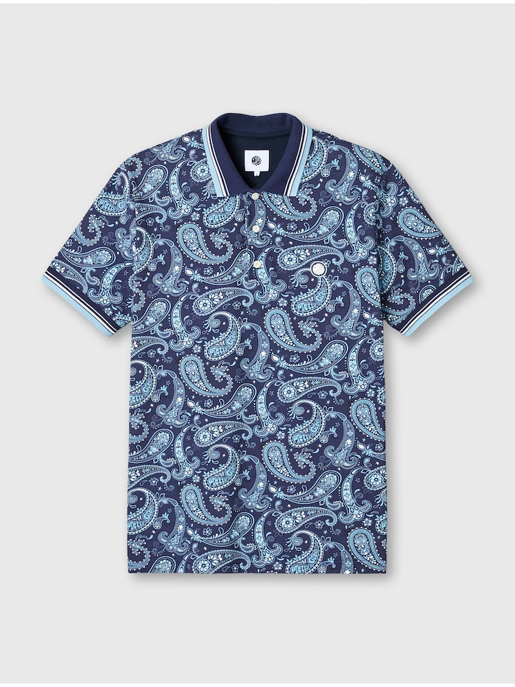 Pretty Green Navy Eclipse Paisley Polo Shirt - Image 3 of 3