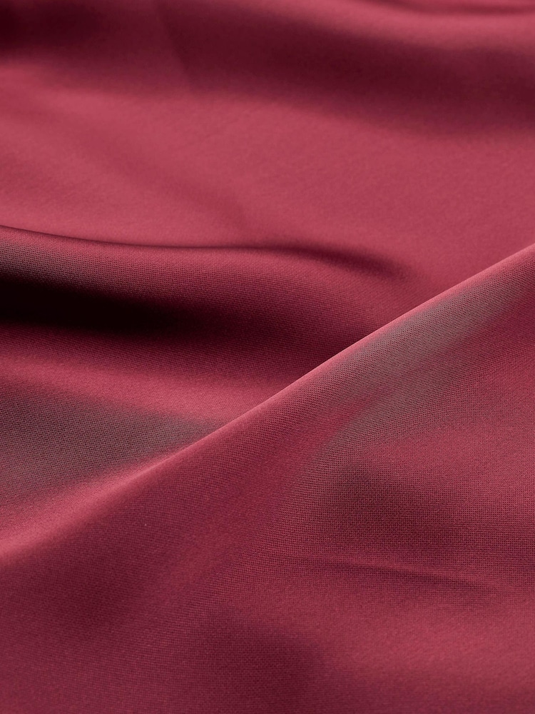 Red Satin Wrap Long Sleeve Shirt - Image 6 of 6