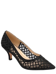 Lotus Black Diamante Pointed Toe Court Shoes - Image 1 of 4
