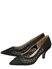 Lotus Black Diamante Pointed Toe Court Shoes - Image 2 of 4