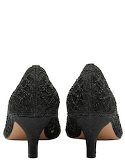 Lotus Black Diamante Pointed Toe Court Shoes - Image 3 of 4